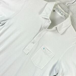 Criquet Polo Shirt Mens M White Stretch Slim Preppy Classic Golf Beach Summer